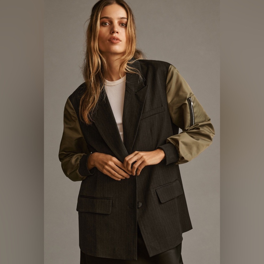 Dolan Utility Mixed Fabric Blazer